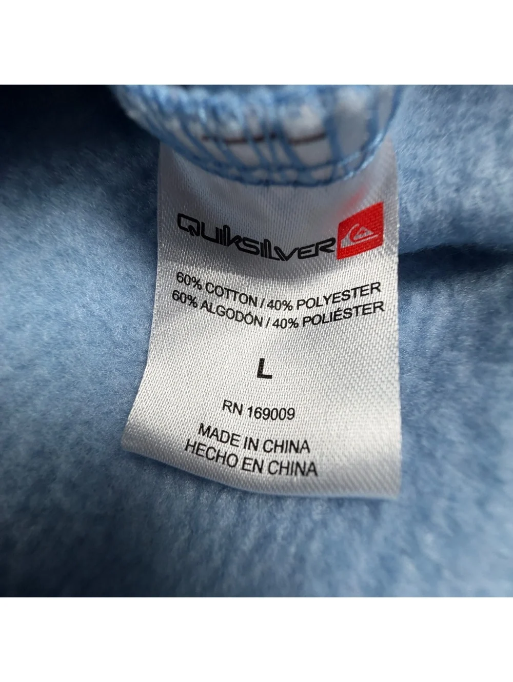 Quiksilver Crewneck Sweatshirt L Light Blue Embroidered Logo Surf Pullover